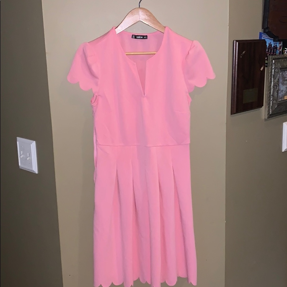 Shein scalloped sleeve and hem dress